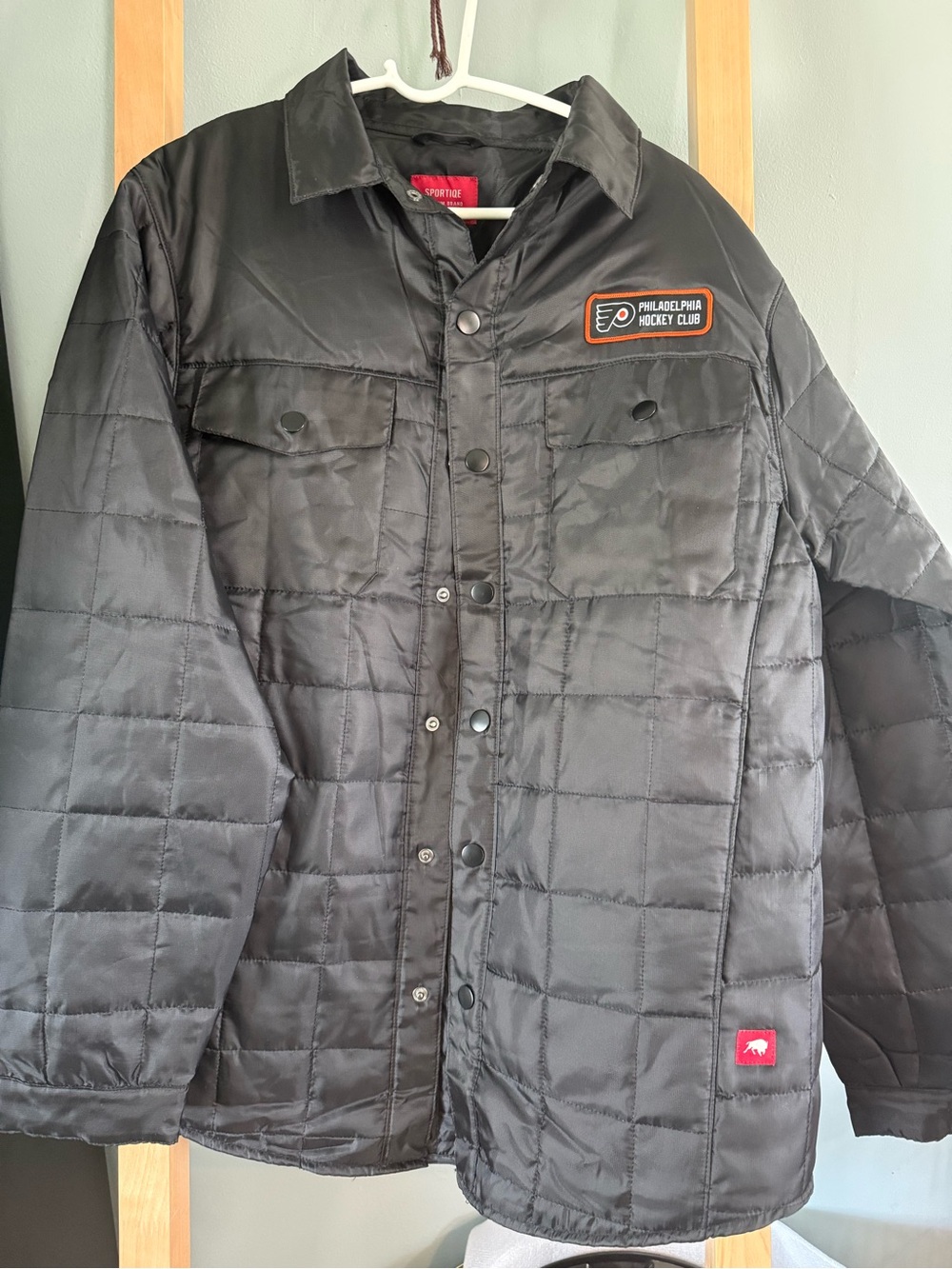 Men's Black Quilted Lightweight Shirt Jacket - Philadelphia Hockey Club Patch